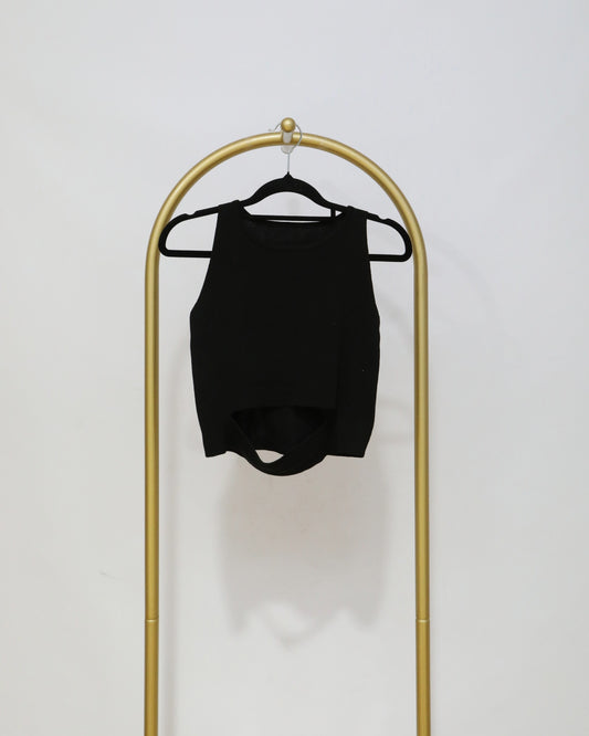 Sleeveless Open-Back Twist Top - Black