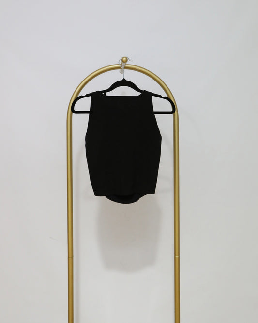 Sleeveless Open-Back Twist Top - Black