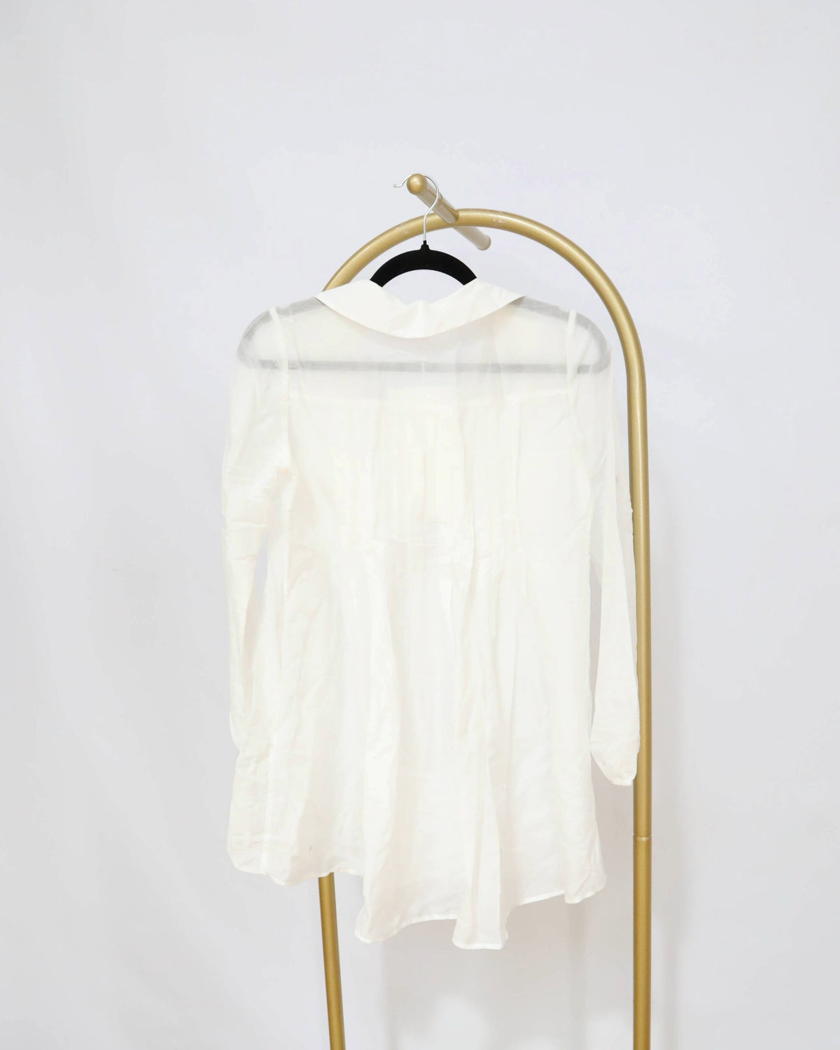 Long Sleeve Blouse with Pleats - White