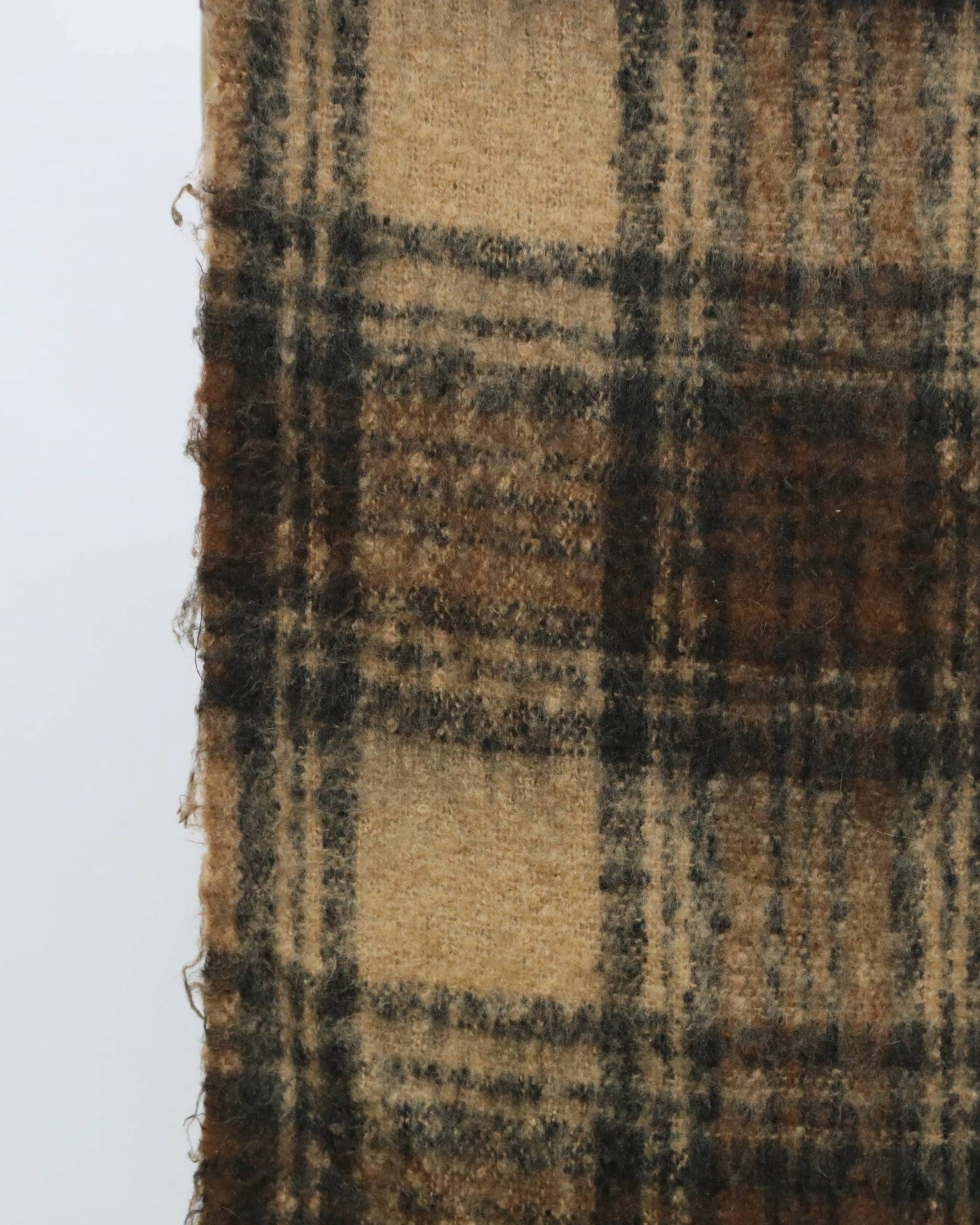 Check Scarf with Contrast Trim - Camel