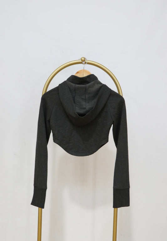 Ultra Cropped Hoodie Zip Sweater - Charcoal
