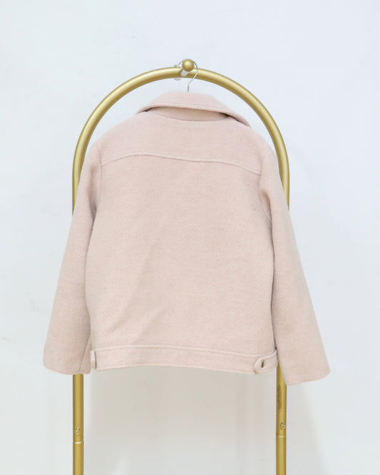 Girls Wool Blend Moto Jacket - Blush