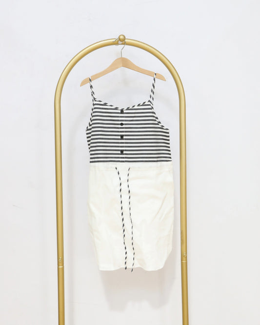 Girls Striped Contrast Panel Mini Dress