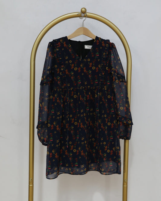 Girls Floral Ruffle Dress - Multi