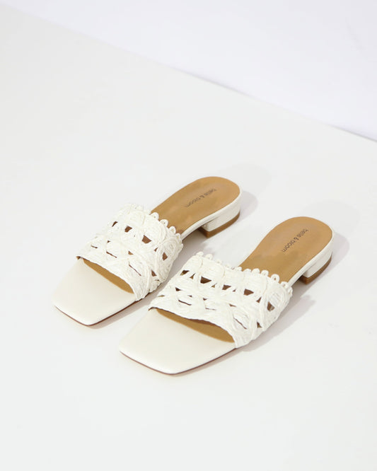 Woven Strap Slide Sandals – Ivory