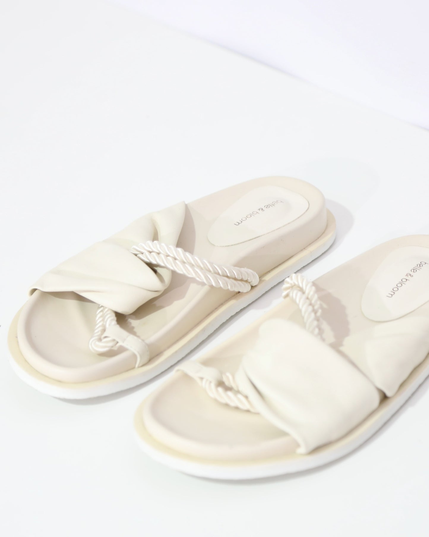 Twisted Rope Slide Sandals – Cream