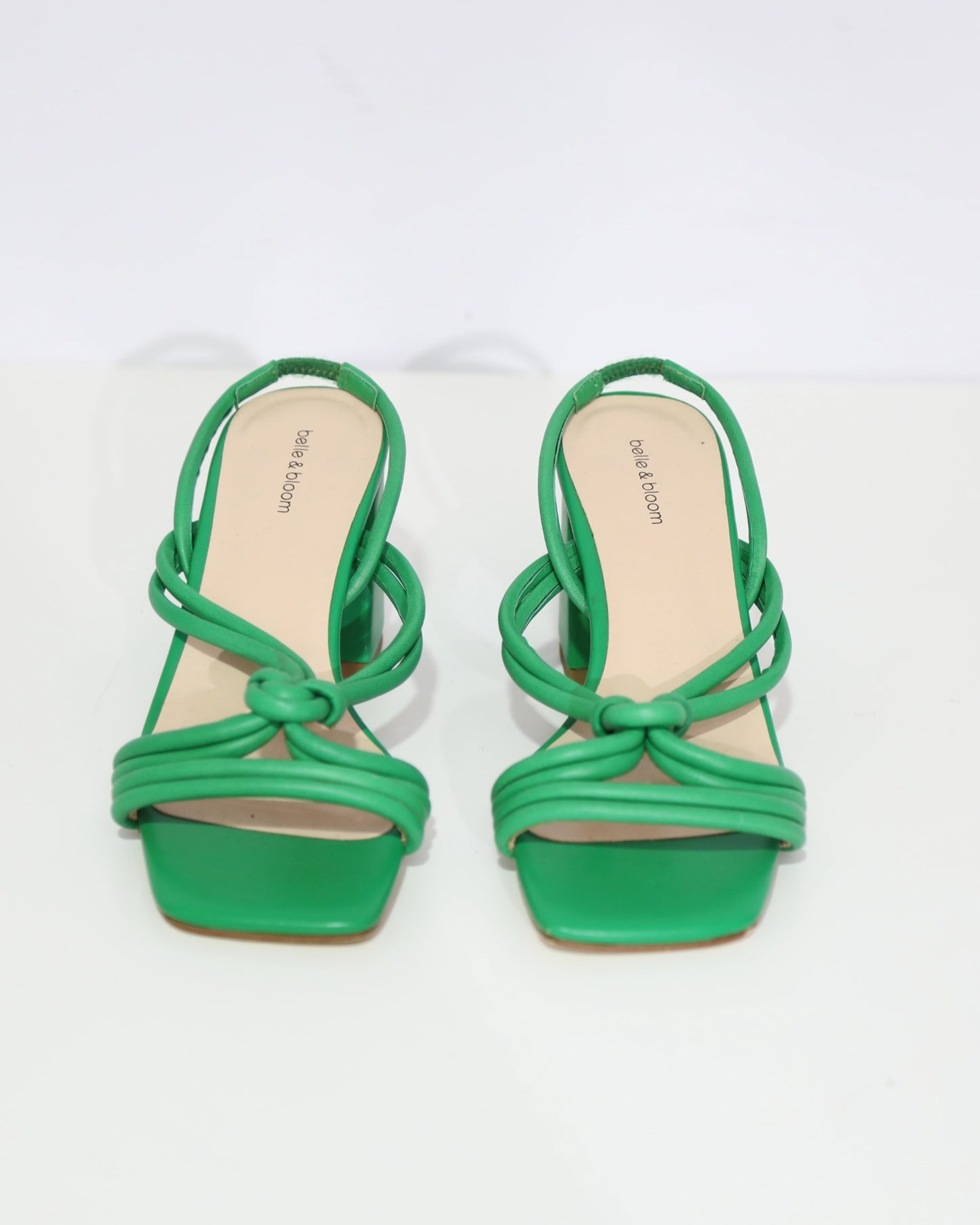 Knotted Strap Block Heel Sandals – Emerald Green