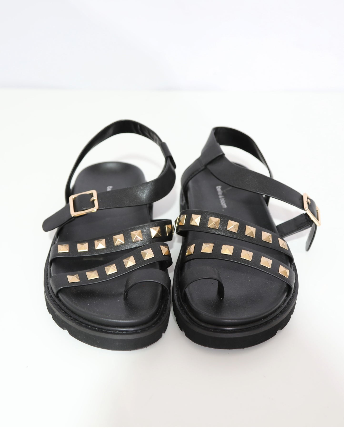 Studded Platform Sandals – Black