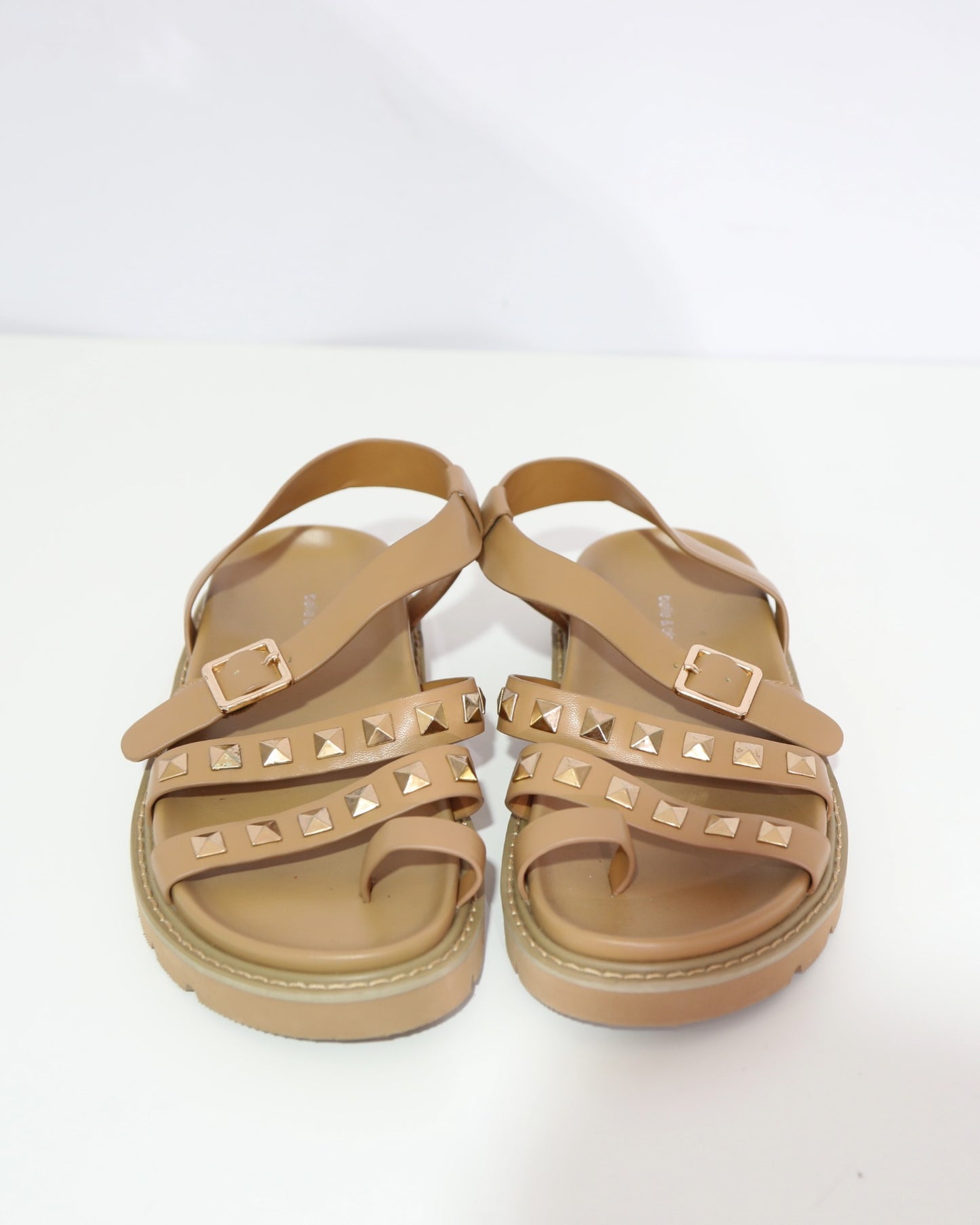 Studded Slingback Sandals – Caramel