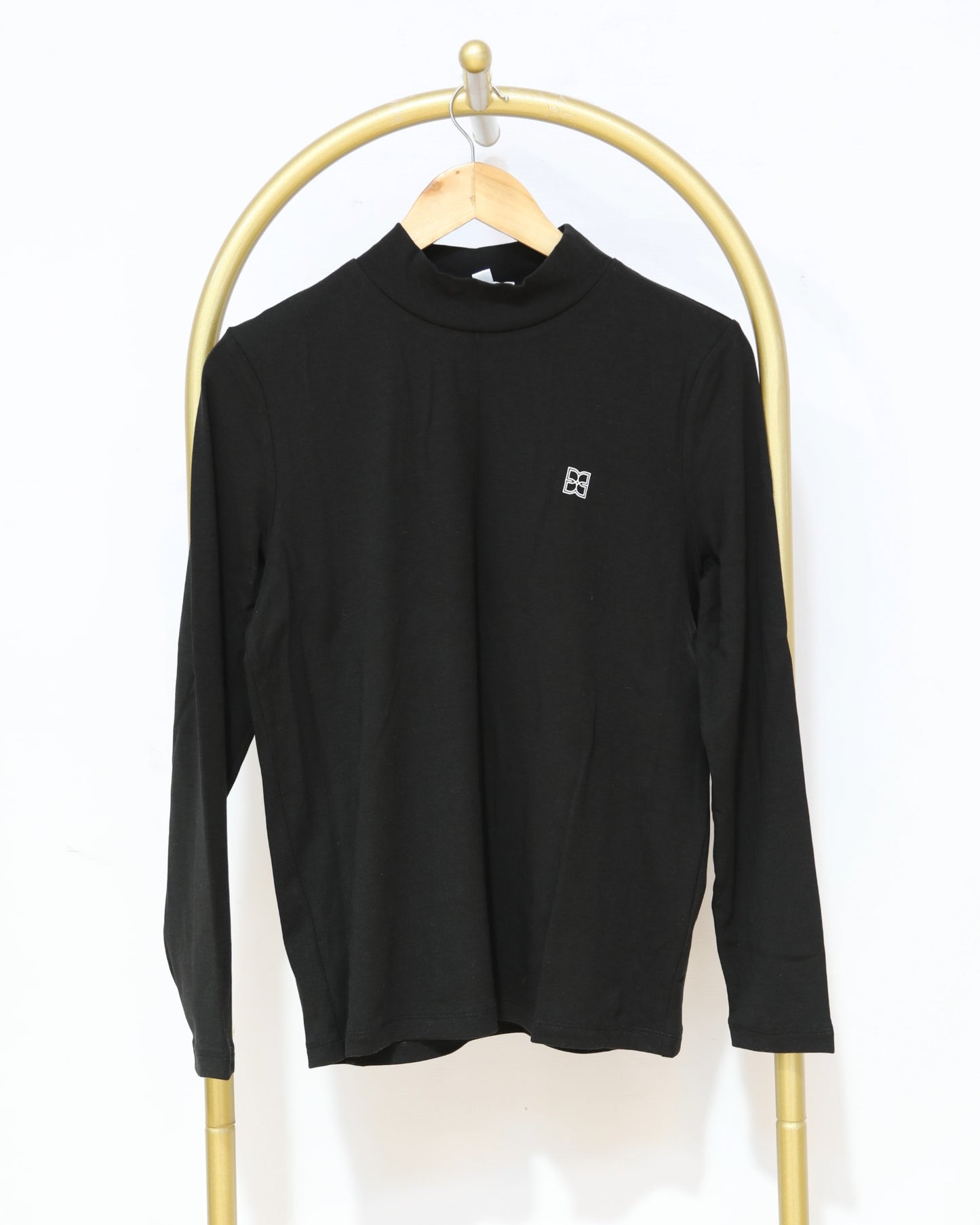 Long Sleeve Mock Neck Top - Black
