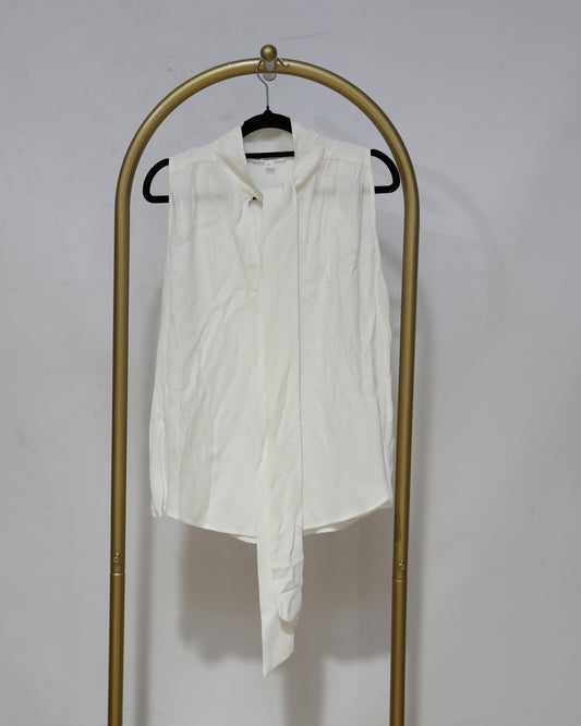 Tie Neck Sleeveless Blouse - Ivory