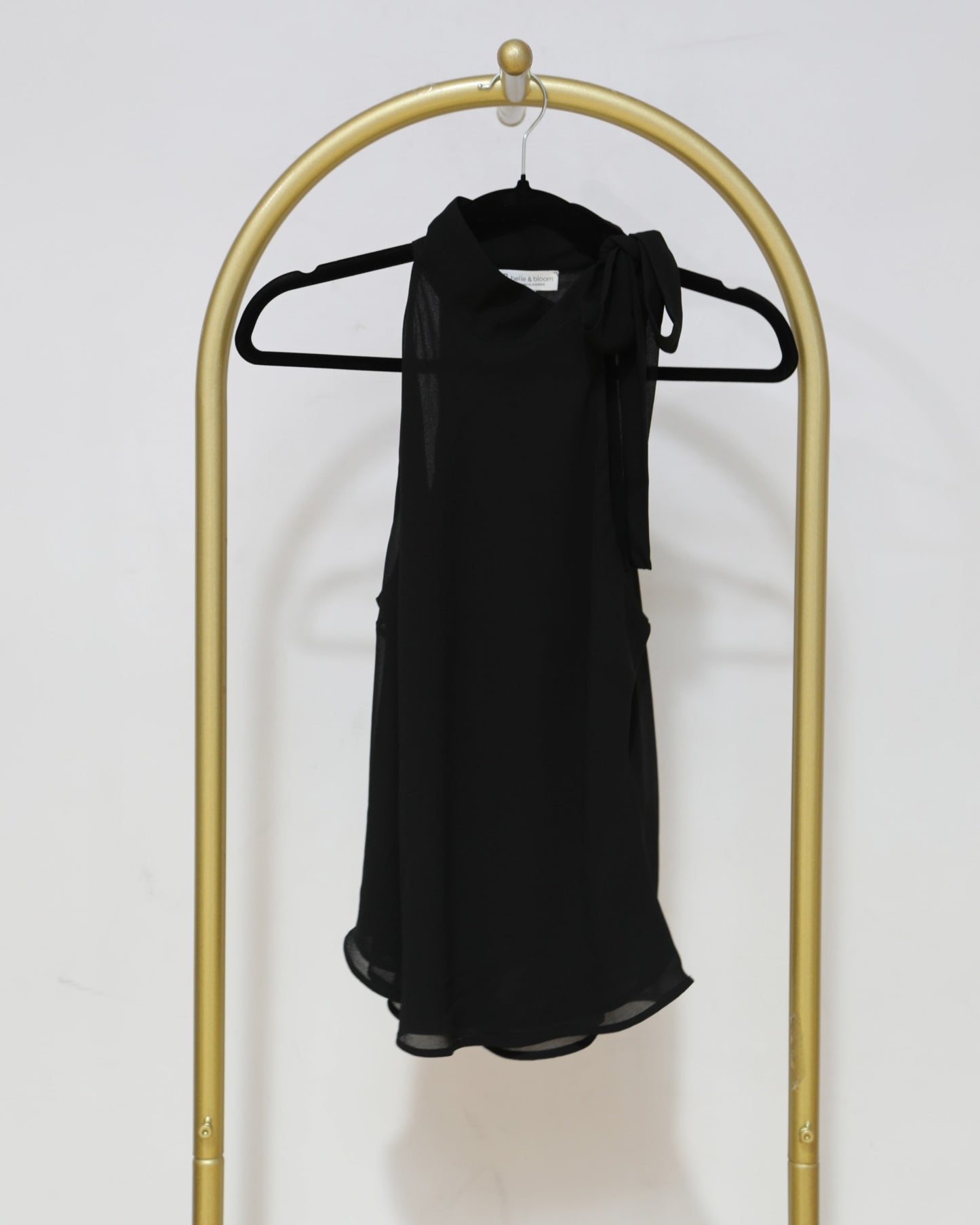 Sheer Tie-Neck Sleeveless Blouse - Black