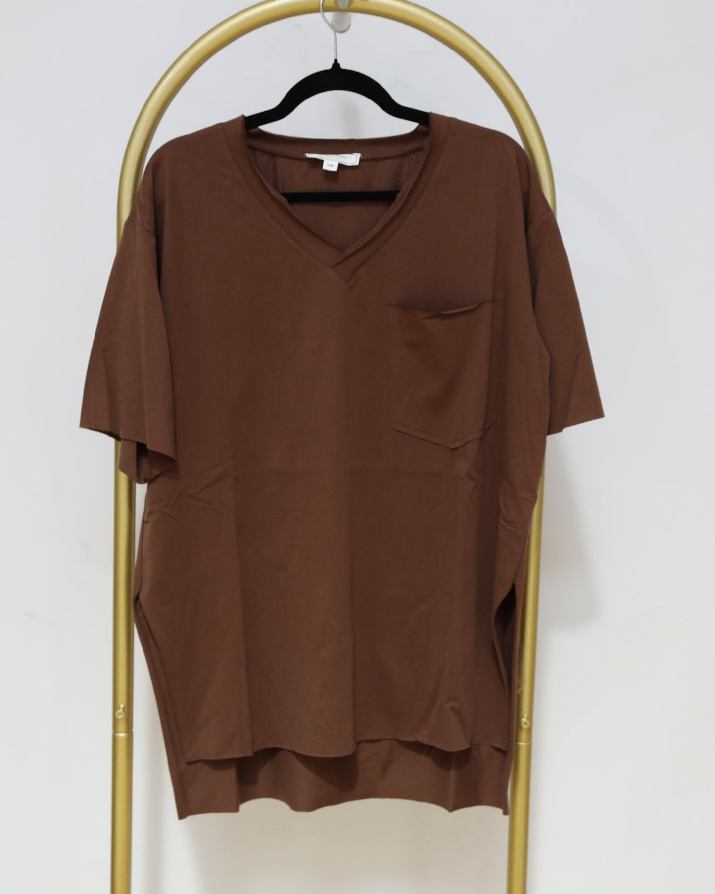Oversized V-Neck T-Shirt - Chocolate