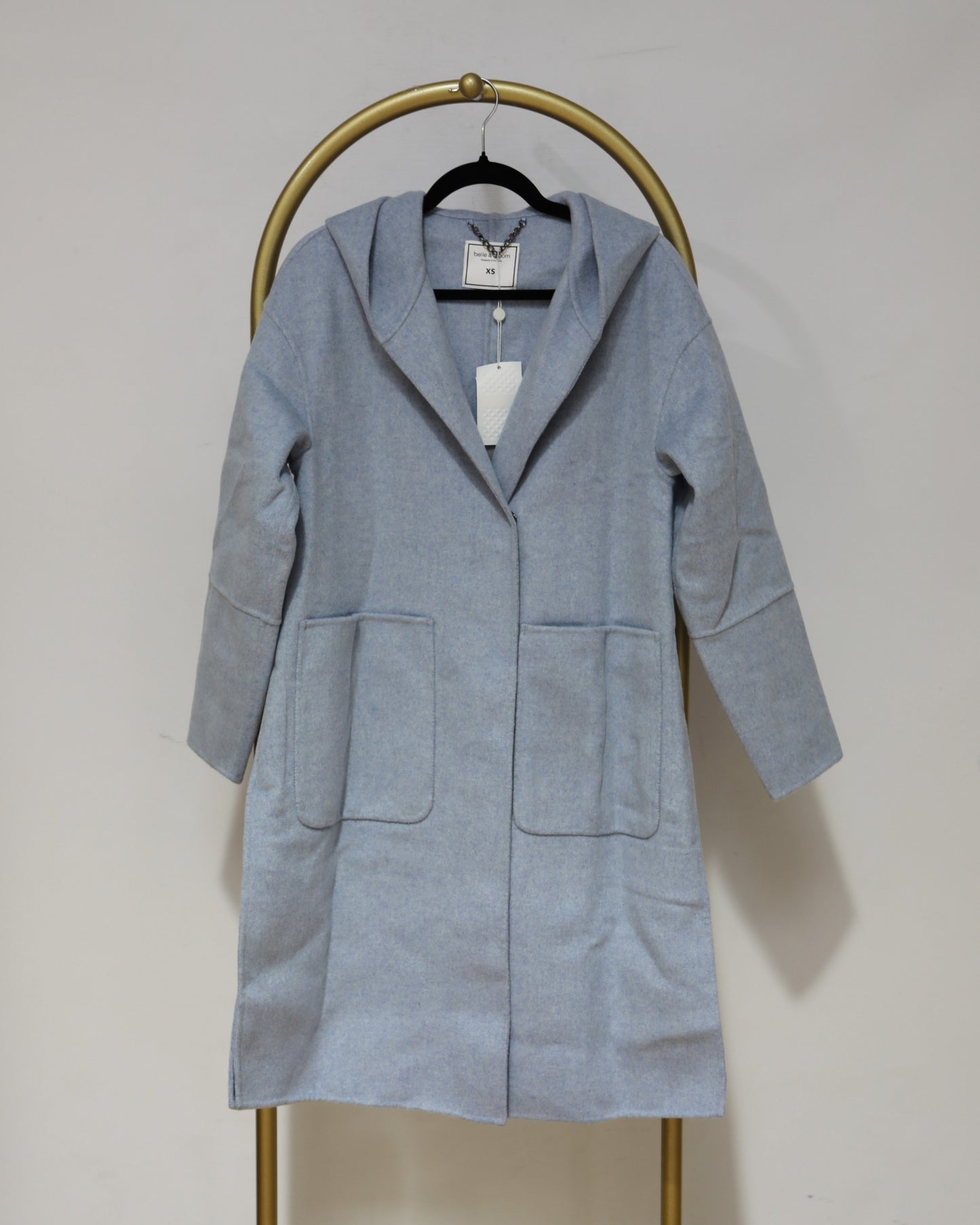 Hooded Longline Coat - Light Blue