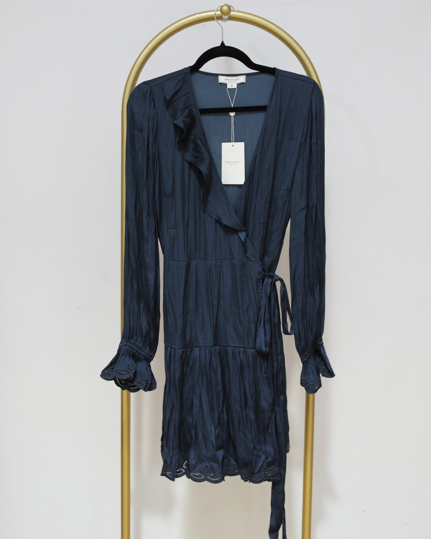 Satin Wrap Mini Dress - Navy