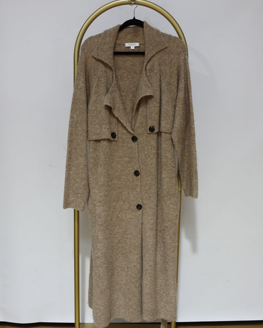 Longline Cardigan Coat - Camel