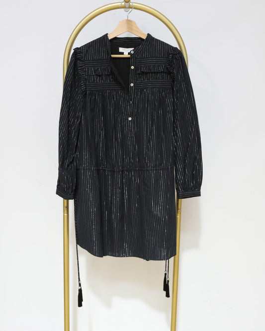 Metallic Stripe Mini Dress - Navy