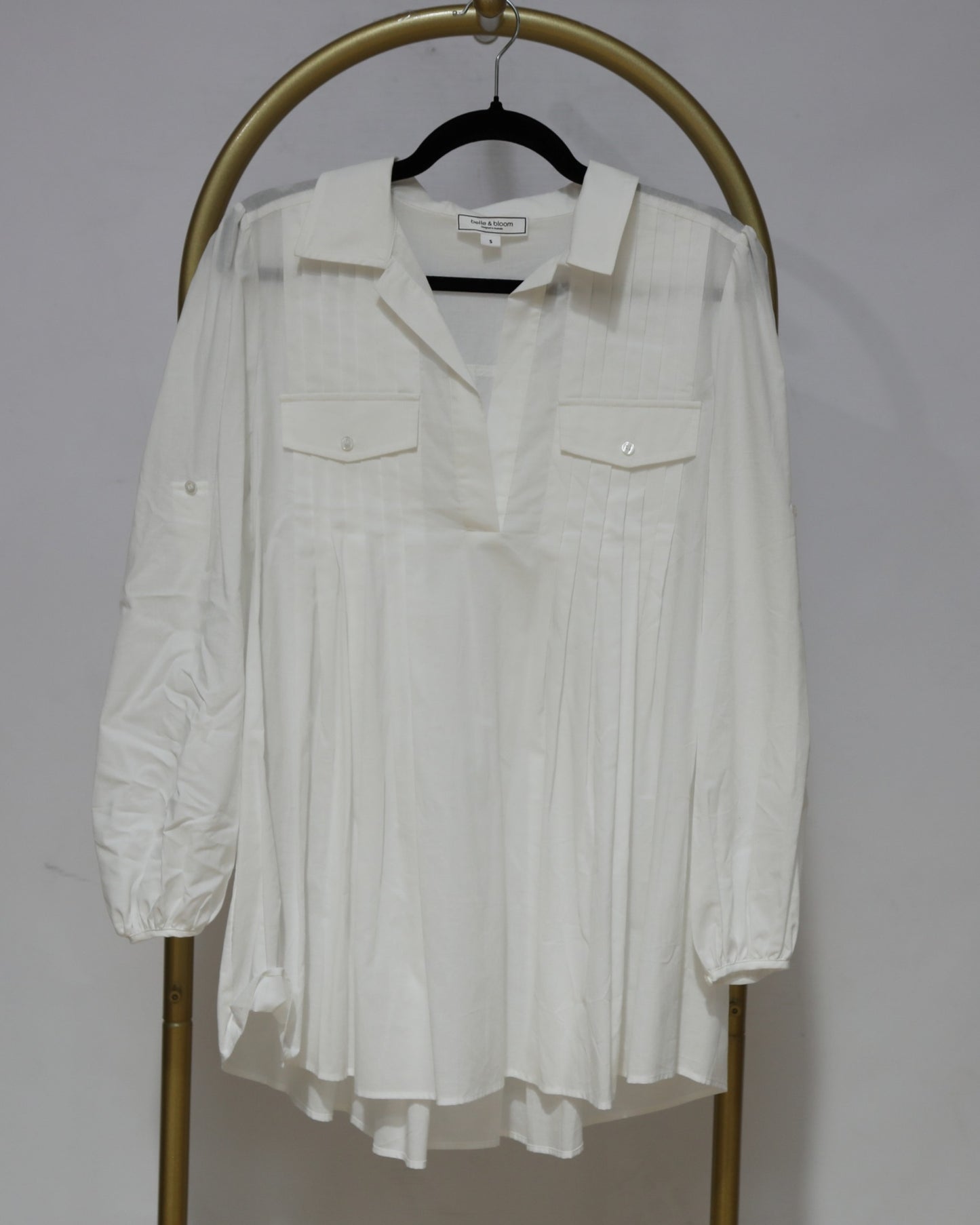 Pleated Utility Blouse - White