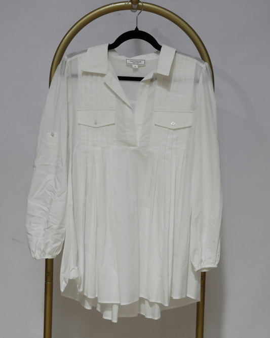 Pleated Utility Blouse - White