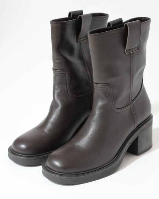 Block Heel Ankle Boots - Brown