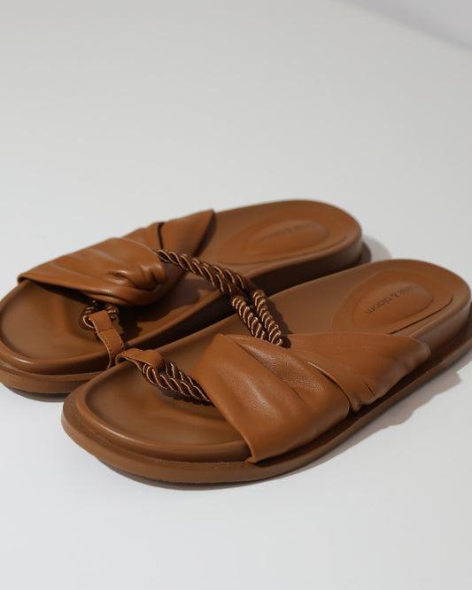 Padded Rope Detail Slides - Tan