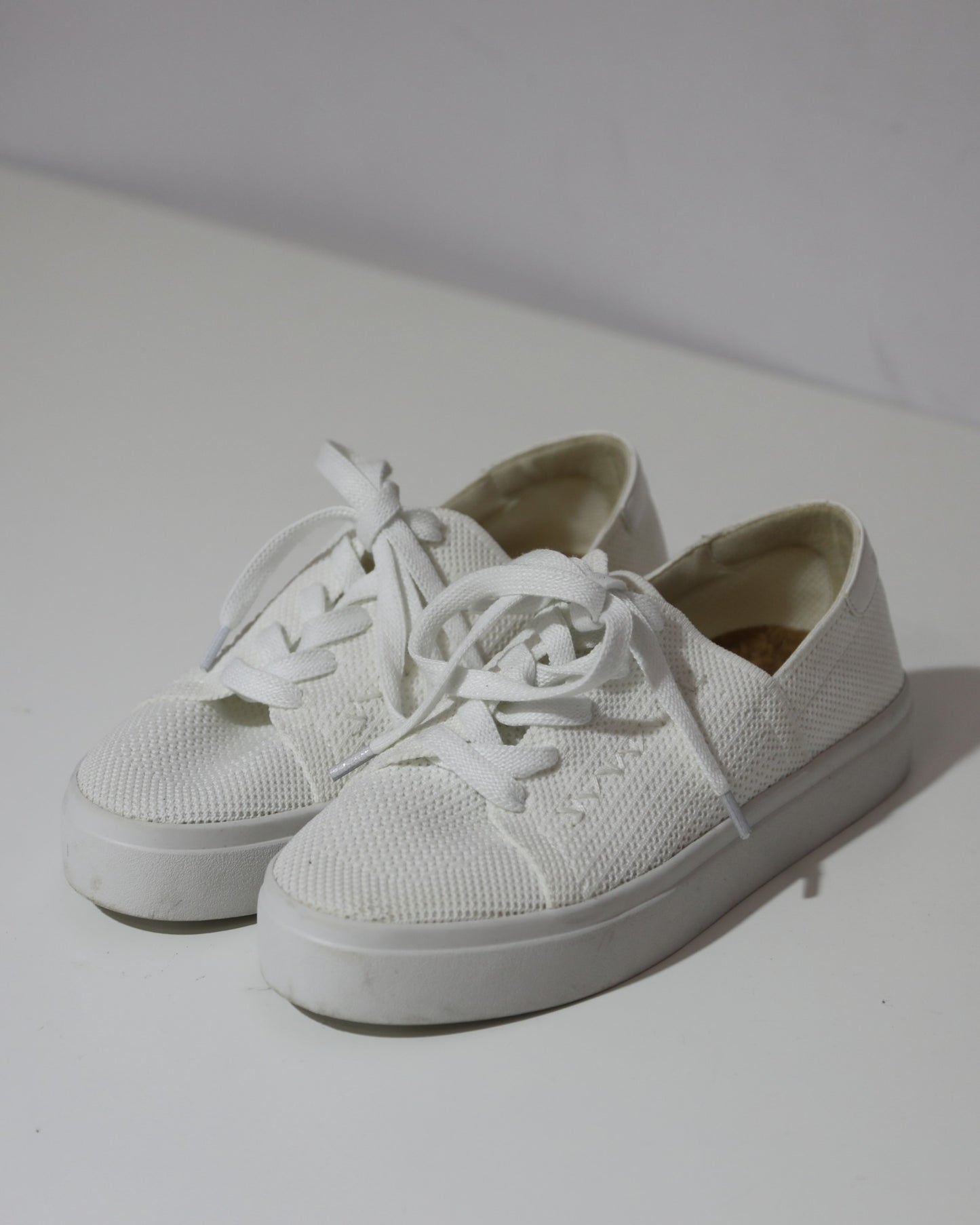 Knit Platform Sneakers - White