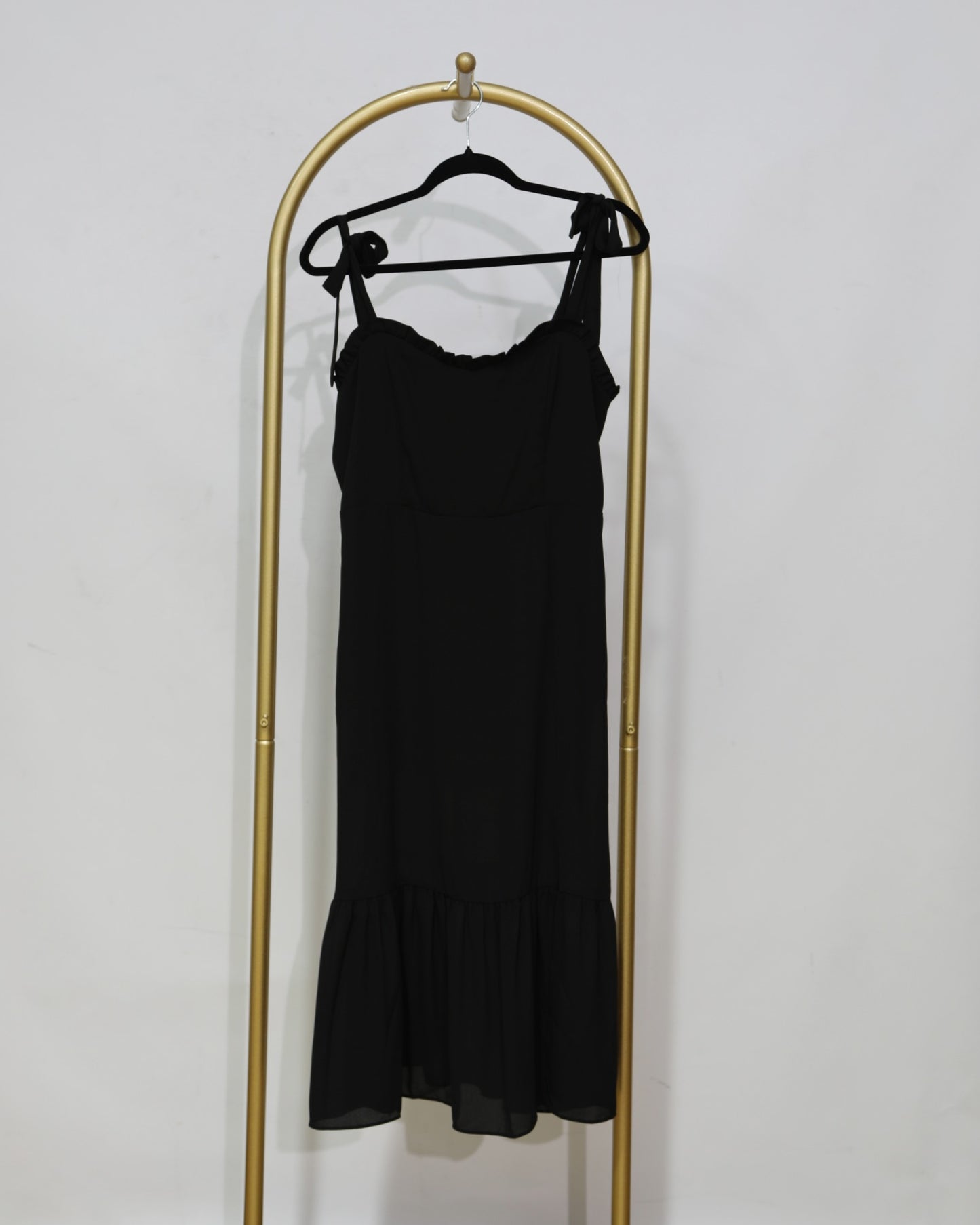 Tie Strap Midi Dress – Black