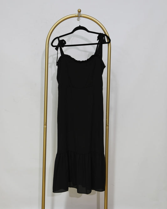 Tie Strap Midi Dress – Black