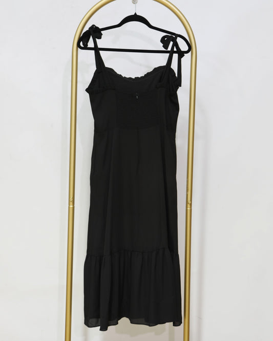 Tie Strap Midi Dress – Black