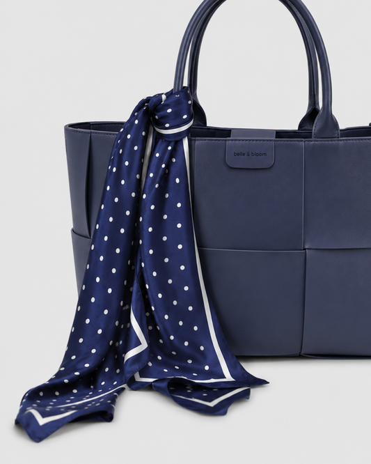 Margot Fashion Scarf - Navy Polka Dot