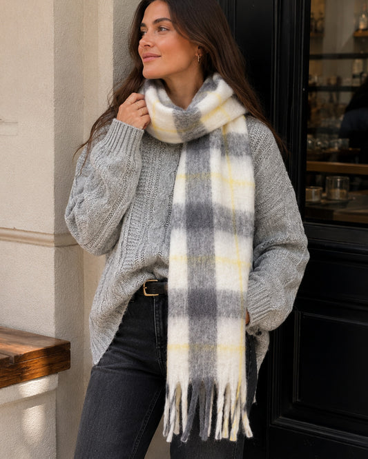 Easy Does It Scarf  - Yellow/Grey