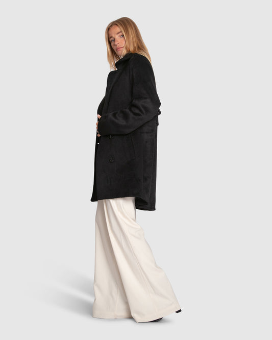Wanna Be Loved Wool Blend Peacoat - Black