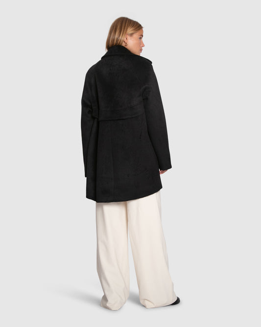 Wanna Be Loved Wool Blend Peacoat - Black