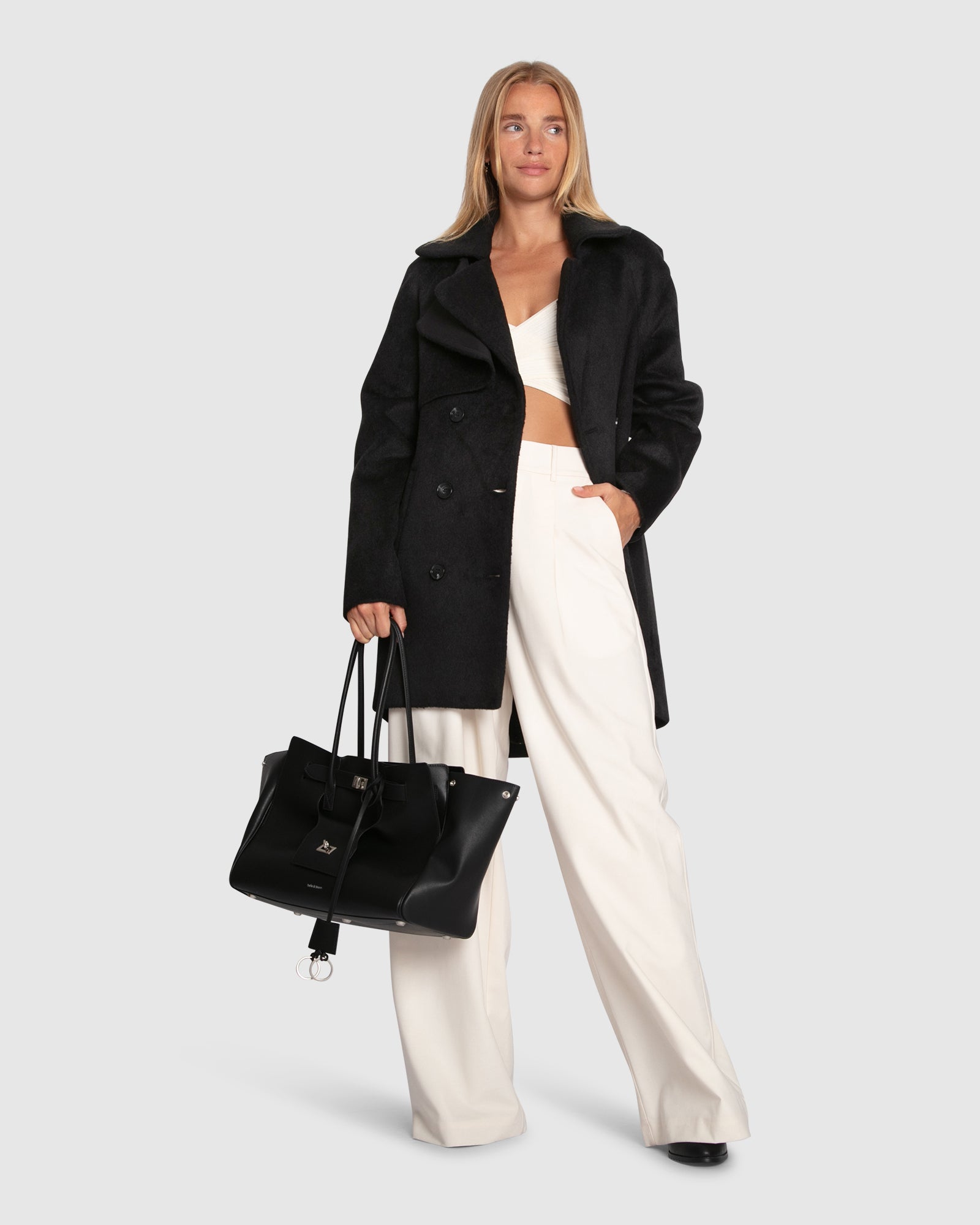 Wanna Be Loved Wool Blend Peacoat - Black – Belle & Bloom