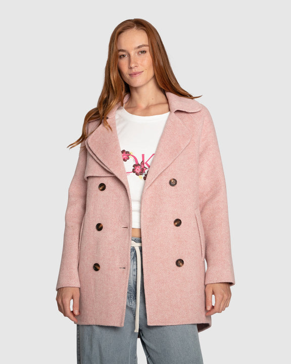 Wanna Be Loved Wool Blend Peacoat - Blush