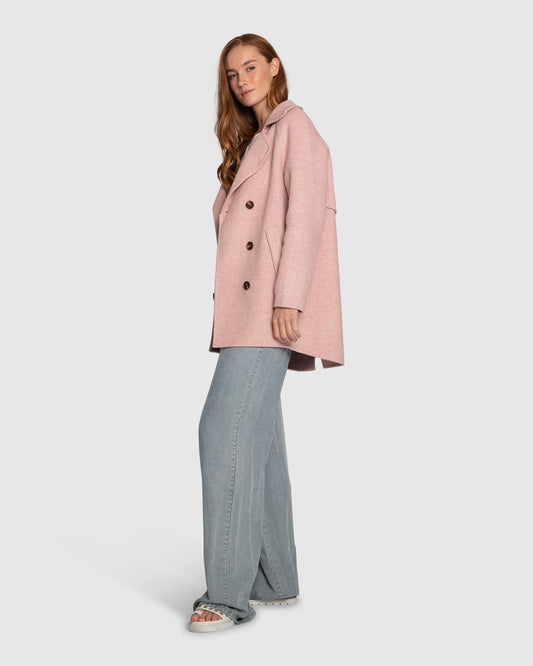 Wanna Be Loved Wool Blend Peacoat - Blush