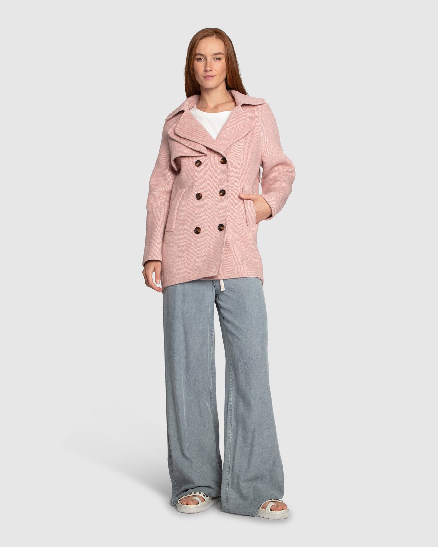 Wanna Be Loved Wool Blend Peacoat - Blush