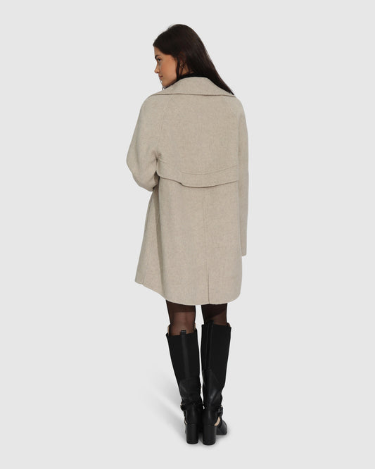 Wanna Be Loved Wool Blend Peacoat - Pale Oat
