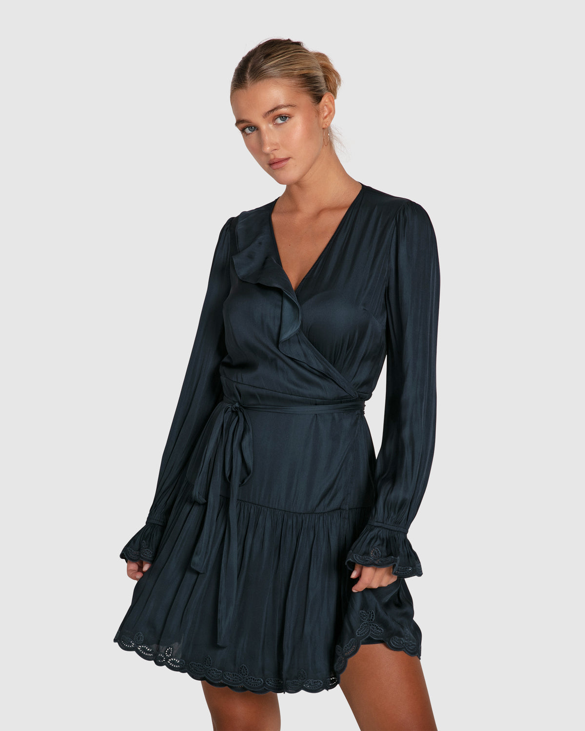 Wild Flower Embroidered Wrap Dress