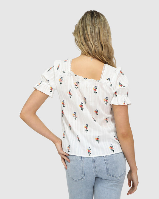 Wild Garden Floral Blouse - White
