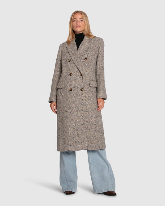 Wherever I Go Tweed Coat - Brown
