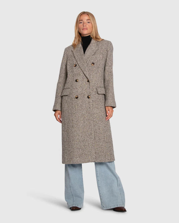 Wherever I Go Wool Blend Tweed Coat - Brown