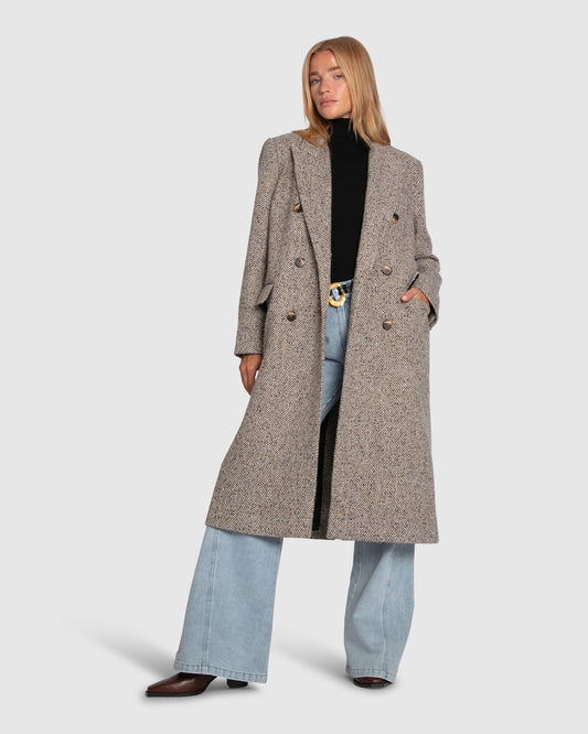 Wherever I Go Tweed Coat - Brown