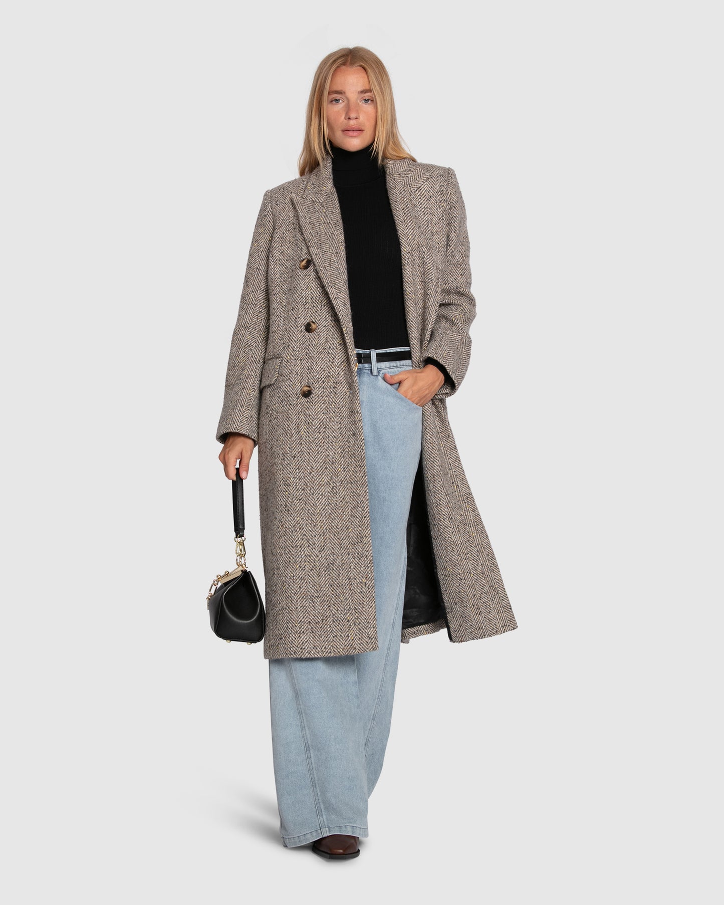 Wherever I Go Tweed Coat - Brown