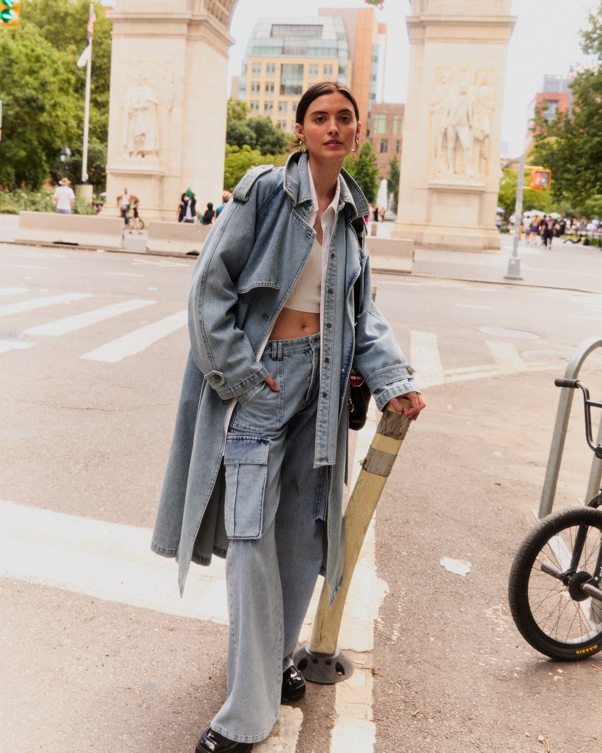 Wild Skies Denim Trench Stonewash