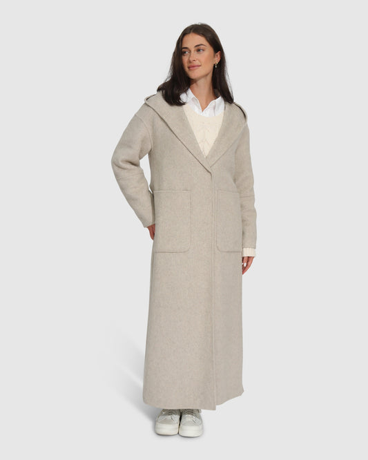 Walk My Way Maxi Coat - Pale Oat
