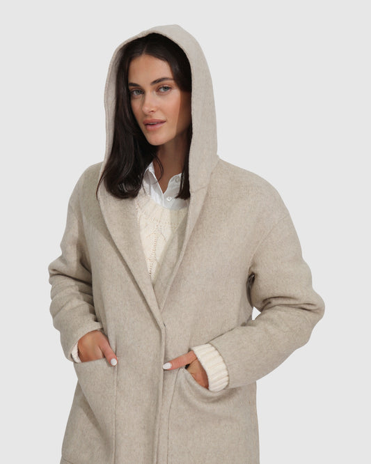 Walk My Way Maxi Coat - Pale Oat