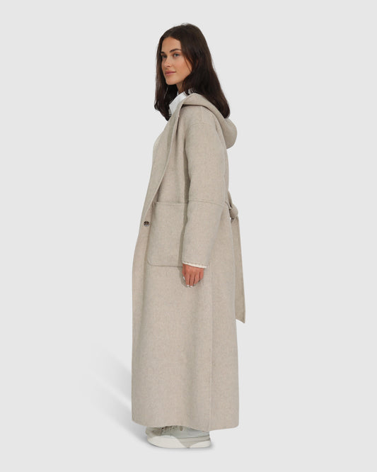 Walk My Way Maxi Coat - Pale Oat