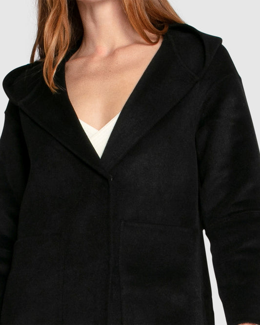 Walk My Way Wool Blend Oversized Maxi Coat - Black