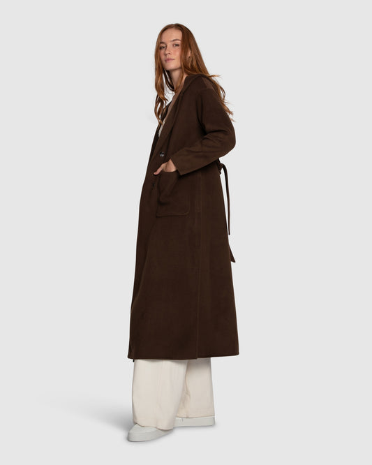 Walk My Way Wool Blend Oversized Maxi Coat - Brown